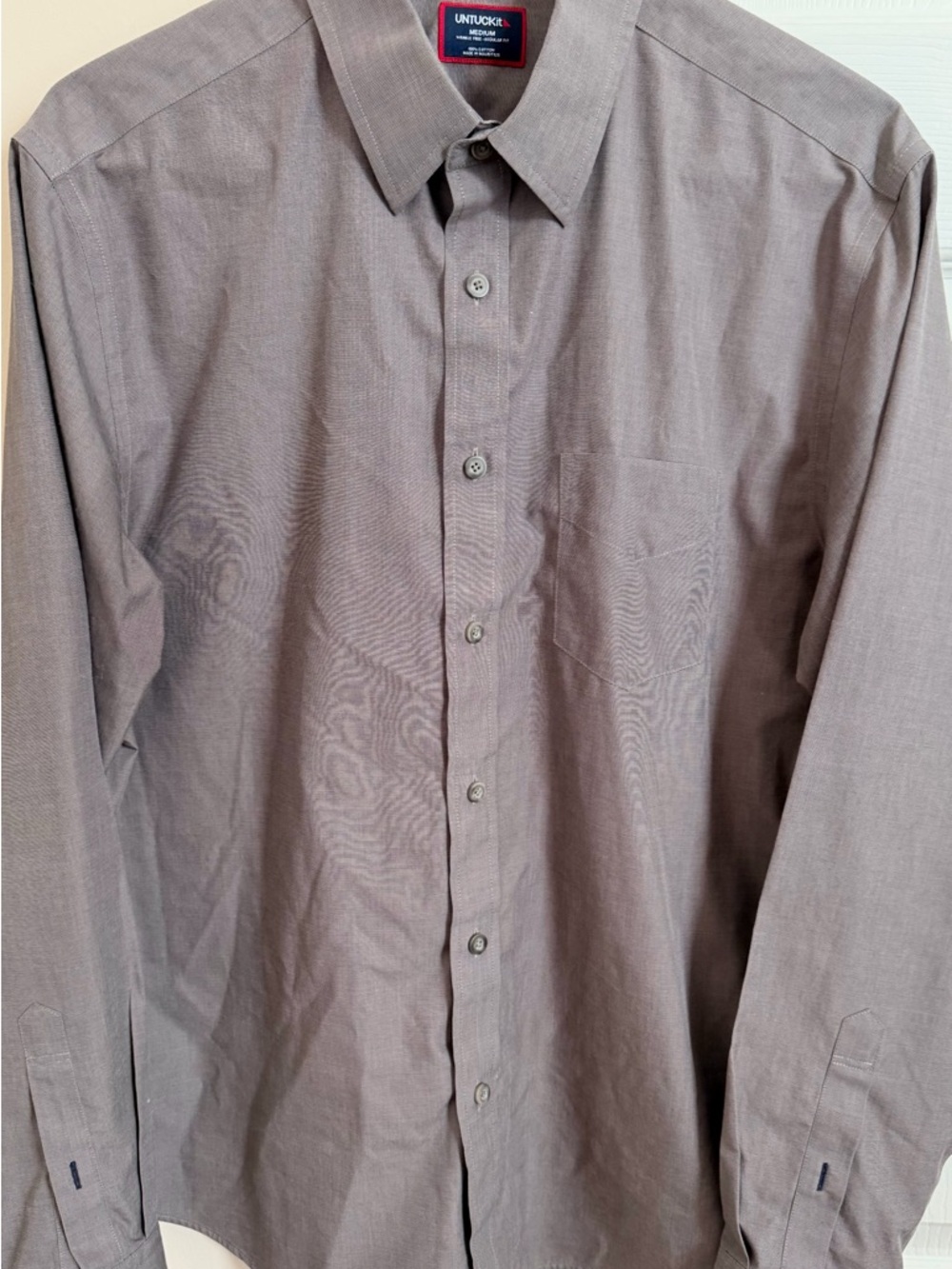 UNTUCKit 100% Cotton Solid Gray Men’s M Regular Fit Long Sleeve Button Up Shirt